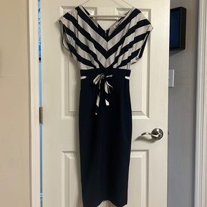 Bettie Page Navy & White Pinup Wiggle Pencil Sailor Dress XS